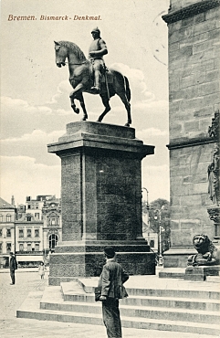 Postcard with the Bismarck monument around 1912 (Staatsarchiv Bremen)