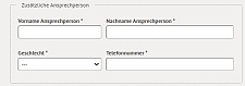 Online-Antragsformular mit Feldern für die zusätzliche Ansprechperson wie beispielweise Vor- und Nachname, Geschlecht, Telefonnummer und Email-Adresse