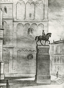 Design of the Bismarck monument by Adolf von Hildebrand, with the originally intended plinth height, 1904 (Staatsarchiv Bremen)